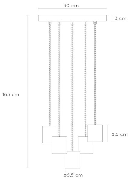 Lucide 20416/15/65 - Lestenec na vrvici GELKA 5xE27/40W/230V