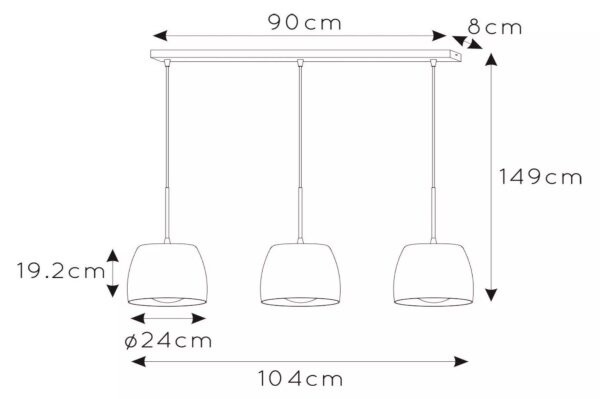 Lucide 30488/03/30 - Lestenec na vrvici NOLAN 3xE27/40W/230V črn