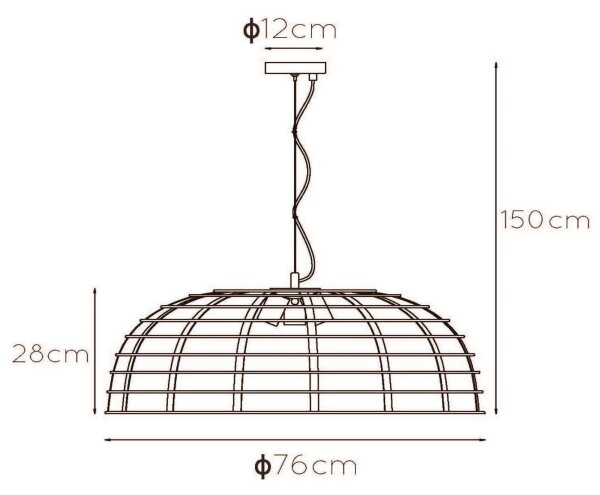 Lucide 45449/76/30 - Lestenec na vrvici ELODIE 3xE27/40W/230V črn