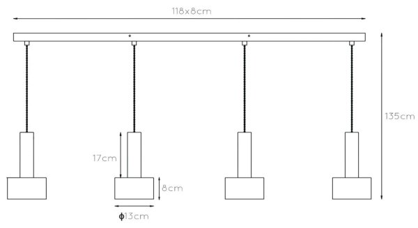 Lucide 45471/04/30 - Lestenec na vrvici TEUN 4xE27/40W/230V