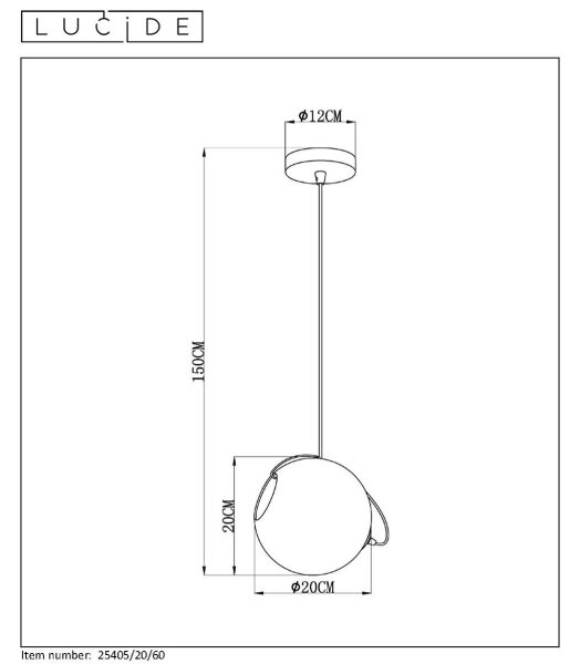 Lucide 25405/20/60 - Lestenec na vrvici JAZZLYNN 1xE27/60W/230V pr. 20 cm