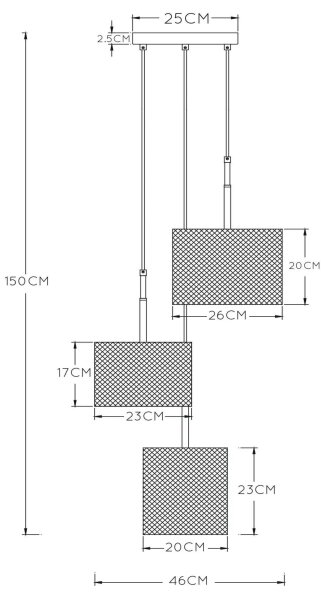 Lucide 45459/03/30 - Lestenec na vrvici BASKETT 3xE27/40W/230V