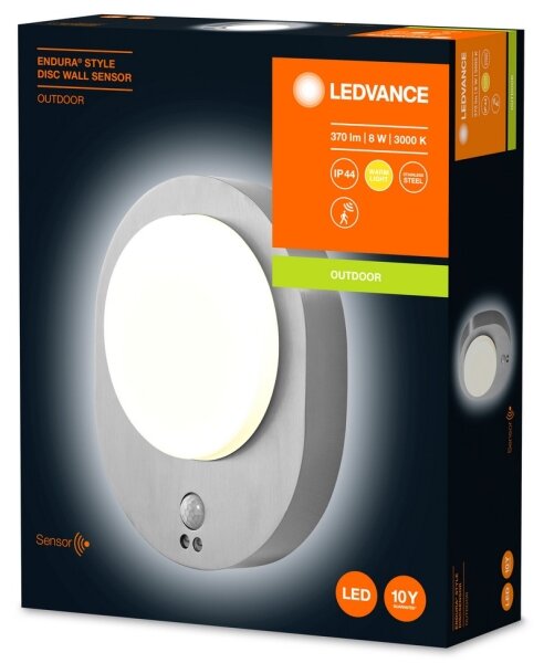 Ledvance - LED Zunanja stenska svetilka s senzorjem DISC LED/8W/230V IP44