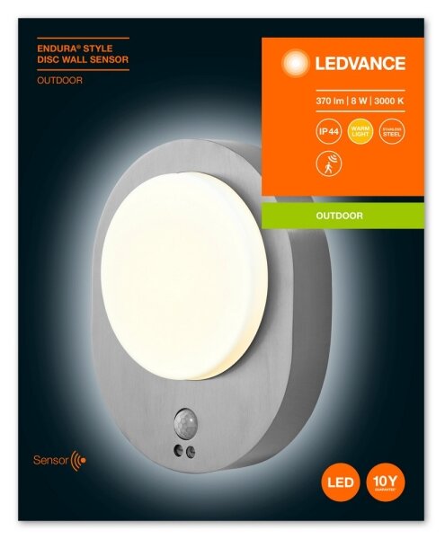 Ledvance - LED Zunanja stenska svetilka s senzorjem DISC LED/8W/230V IP44