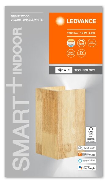 Ledvance - LED Zatemnitvena stenska svetilka SMART+ WOOD LED/12W/230V Wi-Fi