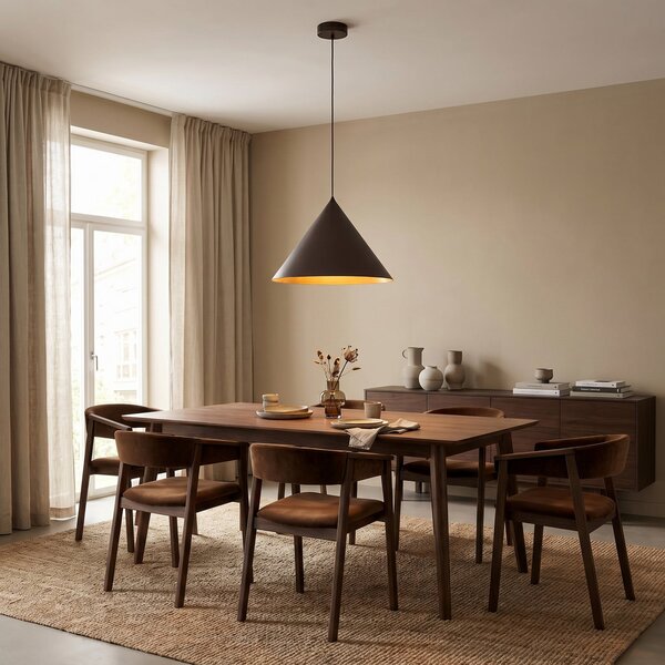 TK Lighting Visoka svetilka Cono, 1-žarek, Ø 50 cm, rjava, E27, zatemnjen, Rjava / rjasta, Dnevna soba / jedilnica, Kovina, Sodobni
