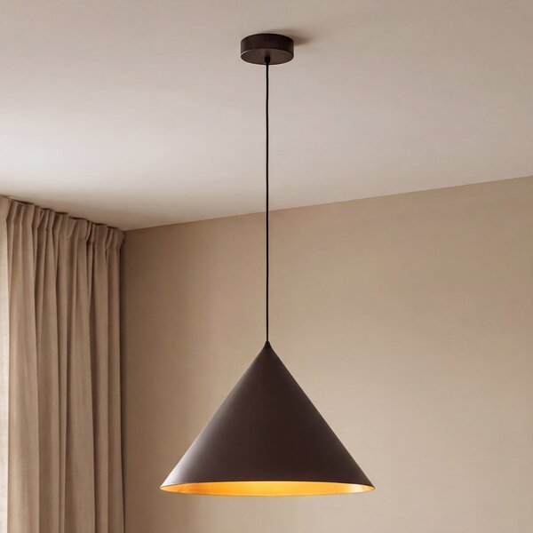 TK Lighting Visoka svetilka Cono, 1-žarek, Ø 50 cm, rjava, E27, zatemnjen, Rjava / rjasta, Dnevna soba / jedilnica, Kovina, Sodobni