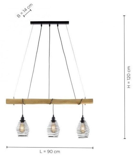 Leuchten Direkt 15526-79 - Lestenec na vrvici SPRING 3xE27/40W/230V