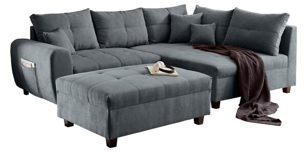ECKSOFA inkl. Hocker, mikrovelur antracit