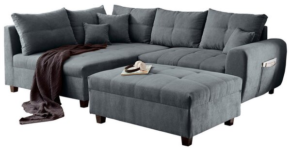 ECKSOFA inkl. Hocker, mikrovelur antracit