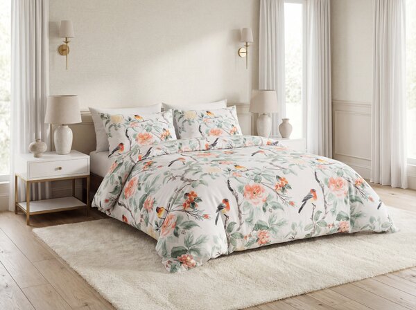 Posteljnina iz mikrovlaken ORANGE FLOWERS bela Dimenzije posteljnine: 2 kom 70 x 80 cm | 160 x 200 cm