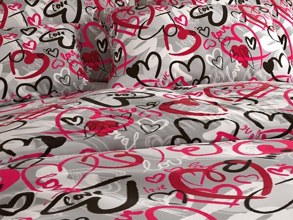 STREET LOVE siva bombažna posteljnina Dimenzije posteljnine: 70 x 90 cm | 140 x 200 cm