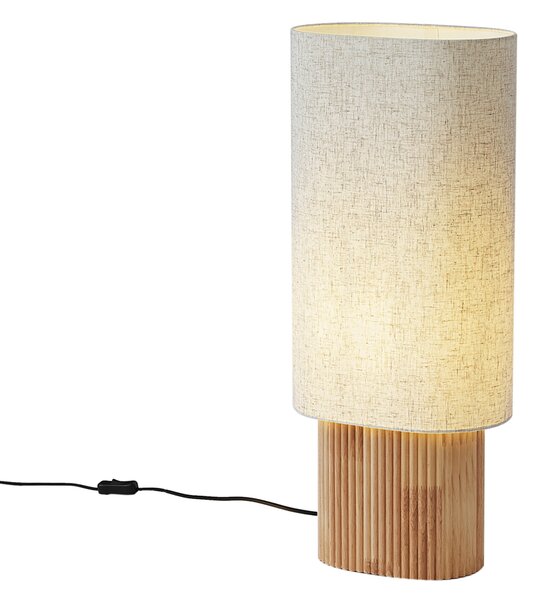 Japandi stoječa svetilka lesena z lanenim senčilom 70cm - Lamel