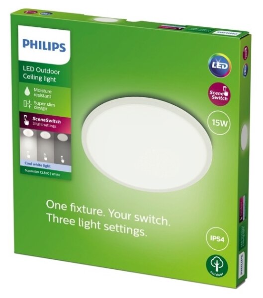 Philips - LED Zatemnitvena zunanja svetilka SUPERSLIM LED/15W/230V IP54 bela