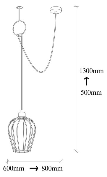 Lestenec na vrvici TEL 1xE27/40W/230V