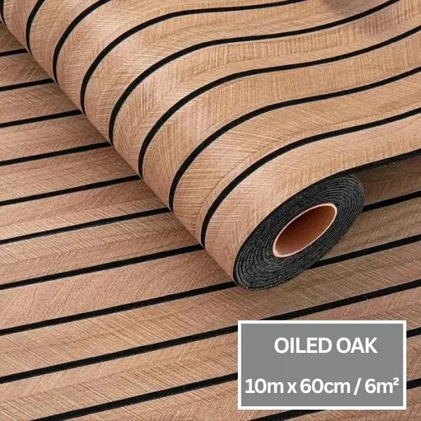 Woodypanel™ Ojačana Samolepilna Stenska Obloga - 10m Rola (6m²), Oljen hrast