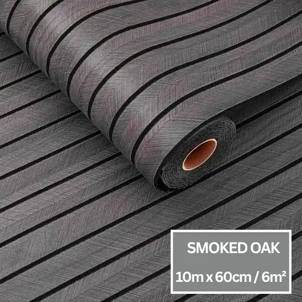 Woodypanel™ Ojačana Samolepilna Stenska Obloga - 10m Rola (6m²), Dimljen hrast