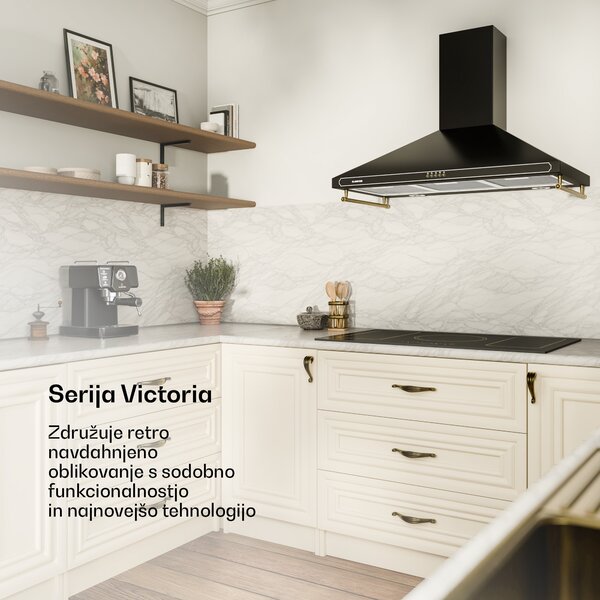 Klarstein Victoria 90, napa, 90 cm, retro oblika, 644,5 m³/h, 2 LED luči
