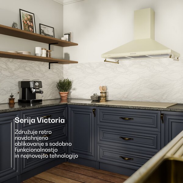 Klarstein Victoria 90, napa, 90 cm, retro oblika, 644,5 m³/h, 2 LED luči