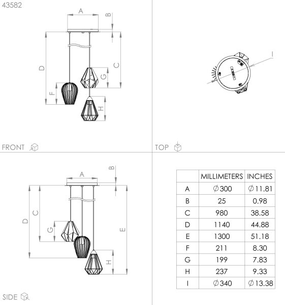 Eglo 43582 - Lestenec na vrvici DISTAFF 3xE27/40W/230V