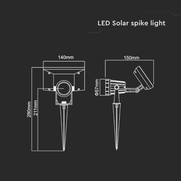 LED Solarna svetilka SPIKE LED/2W/5,5V IP65 3000K