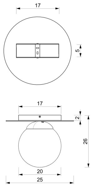 Stropna svetilka PLATO 1xE14/40W/230V pr. 25 cm