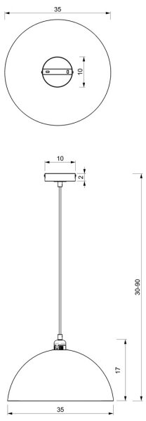 Lestenec na vrvici BETA 1xE27/60W/230V d. 35 cm črna