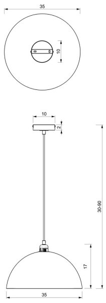 Lestenec na vrvici BETA 1xE27/60W/230V d. 35 cm bela