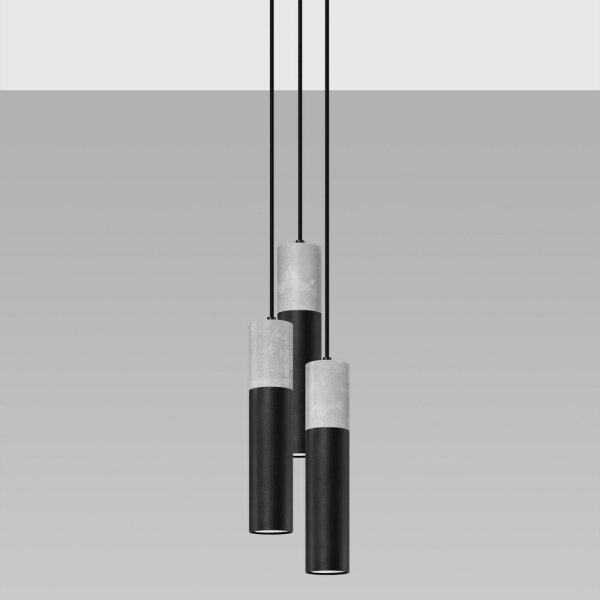 Sollux SL.1081 - Lestenec na vrvici BORGIO 3xGU10/40W/230V beton/kovina črna