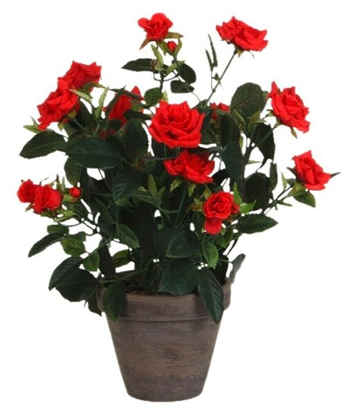 Umetna rastlina Vrtnica (Višina: 33 cm, Rdeča, Plastika)