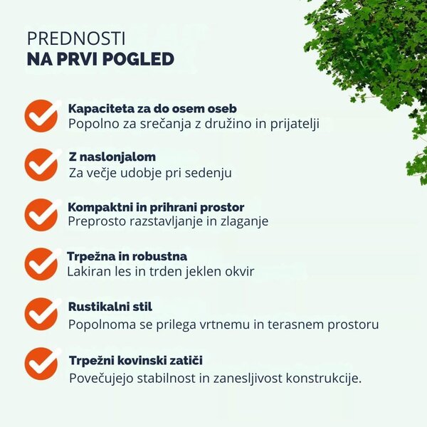 Pivski komplet PRAKTIK z naslonjali, 170cm, rjav Jurhan