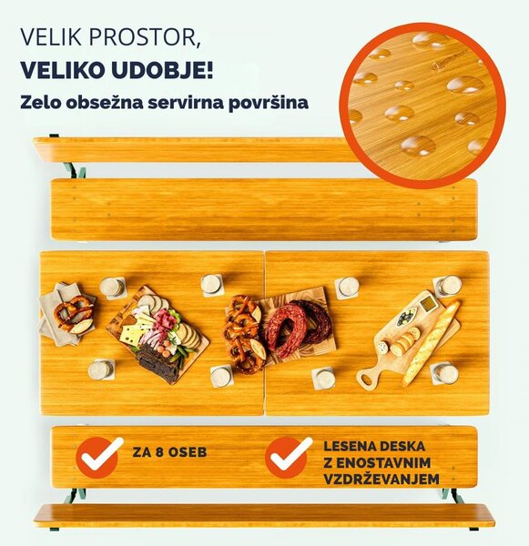 Pivski komplet PRAKTIK z naslonjali, 170cm, rjav Jurhan