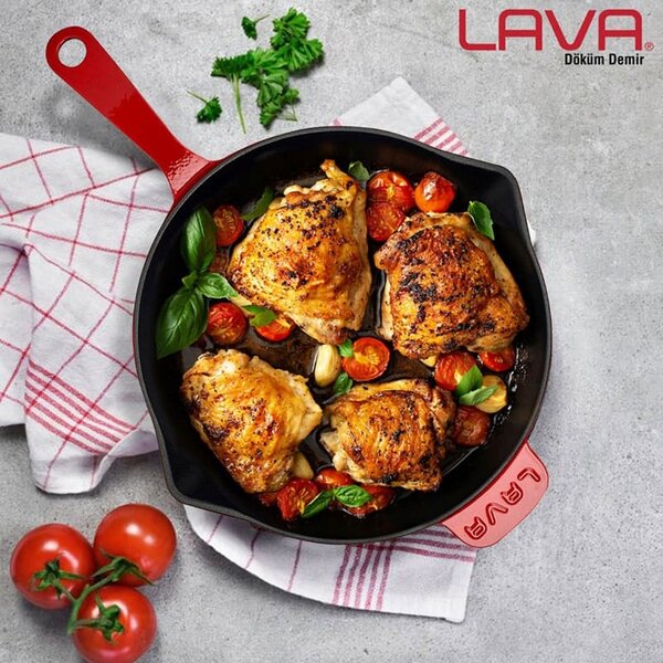 LAVA Litoželezna ponev, 28 cm - rdeča