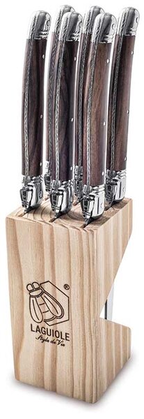 LAGUIOLE Premium Line Set nožev za zrezke s stojalom - Dark Wood (6 kom)