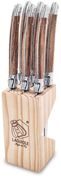 LAGUIOLE Premium Line Set nožev za zrezke s stojalom - Wood (6 kom)