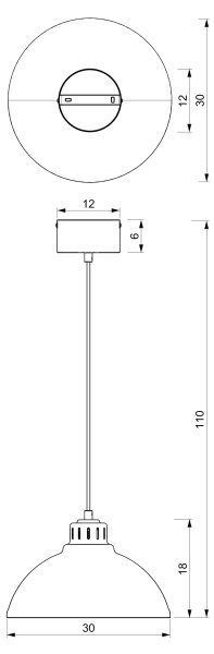 Lestenec na vrvici SVEN 1xE27/15W/230V medenina