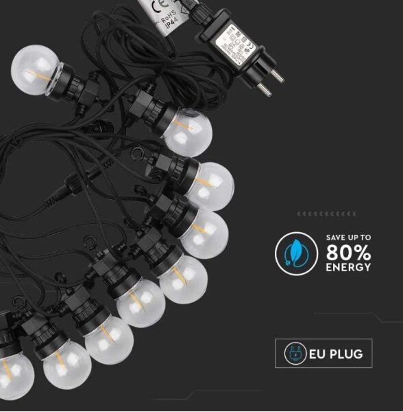 LED Zunanja veriga STRING 5m 10xLED/0,4W/24/230V 3000K IP44