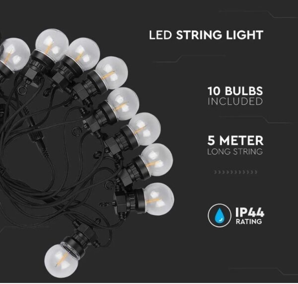 LED Zunanja veriga STRING 5m 10xLED/0,4W/24/230V 3000K IP44