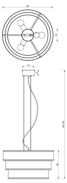 Lestenec na vrvici GLUM 3xE27/60W/230V črna