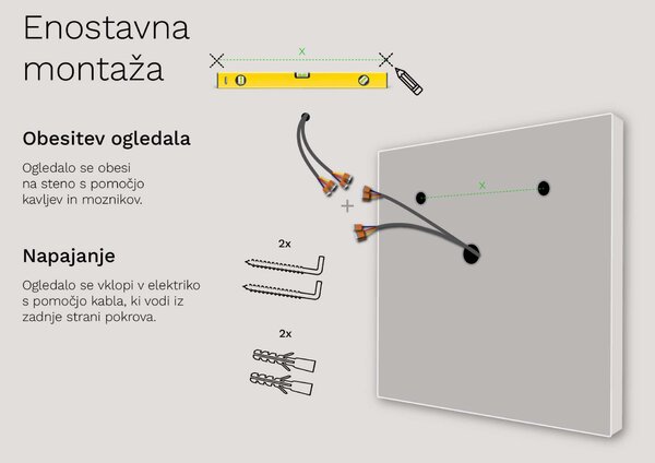 SMART Kopalniško ogledalo z LED osvetlitvijo M1 premium + SmartScreen with Google TV