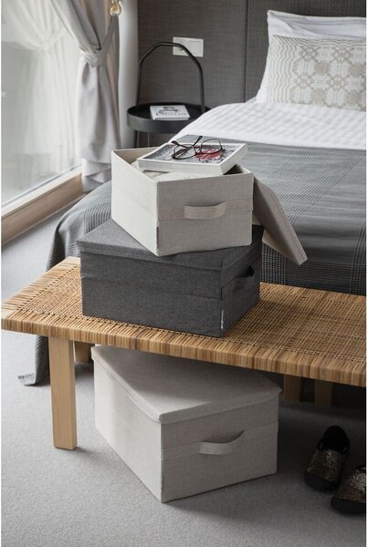 Bež tekstilna škatla za shranjevanje s pokrovom 35x26x19 cm Soft Storage – Bigso
