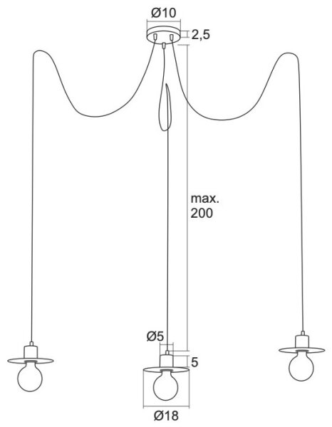 Argon 1376 - Lestenec na vrvici CORSO 3xE27/15W/230V belo