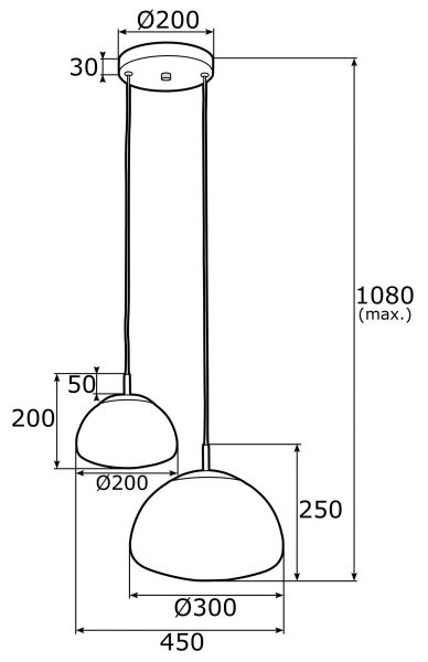 Argon 0902 - Lestenec na vrvici TRINI 2xE27/15W/230V zlata