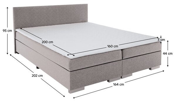 KONDELA Boxspring postelja, sivo-rjava Taupe, 160x200, ADARA