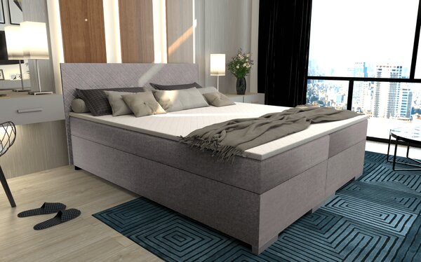 KONDELA Boxspring postelja, sivo-rjava Taupe, 160x200, ADARA