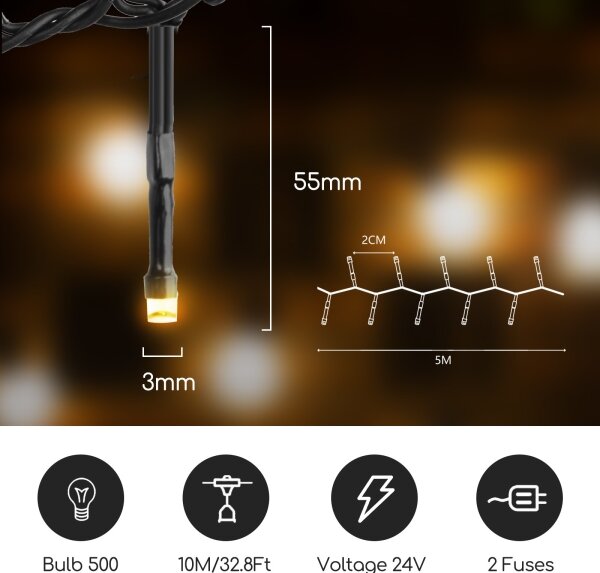 Aigostar - LED Zunanja dekorativna veriga 500xLED/10m IP44 topla bela