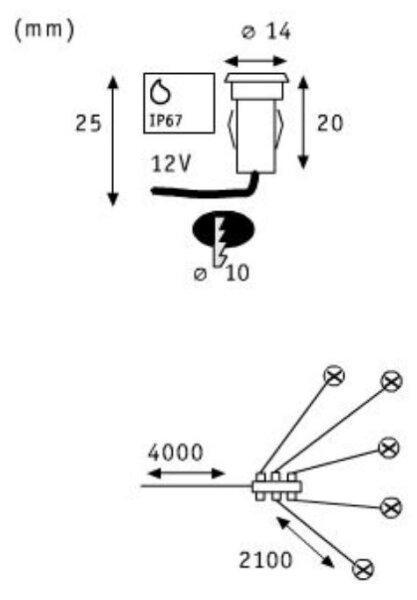 Paulmann 98892 - Dodatni SET 5X LED/0,16W IP67 Vgradna svetilka MICRO 12V