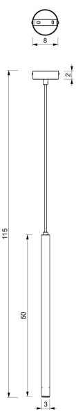 Lestenec na vrvici YORU 1xG9/8W/230V 50 cm črna