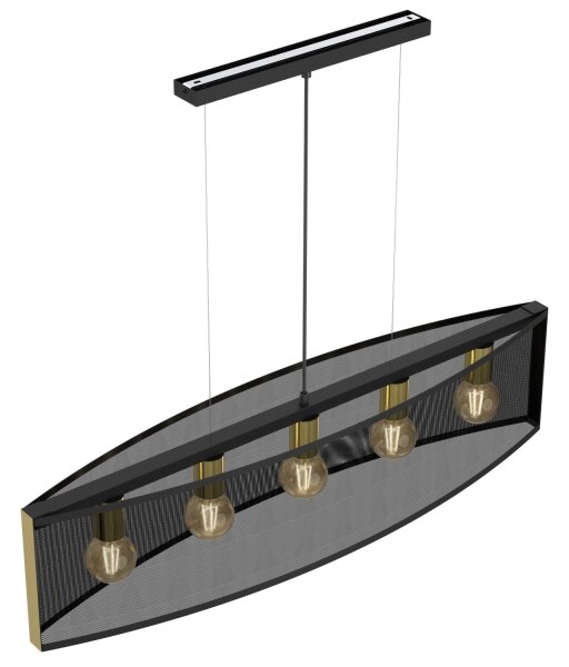 Lestenec na vrvici KAGA 5xE27/60W/230V črna/zlato