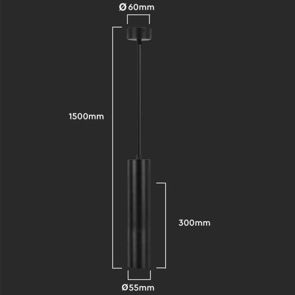 Lestenec na vrvici 1xGU10/35W/230V 30 cm črna